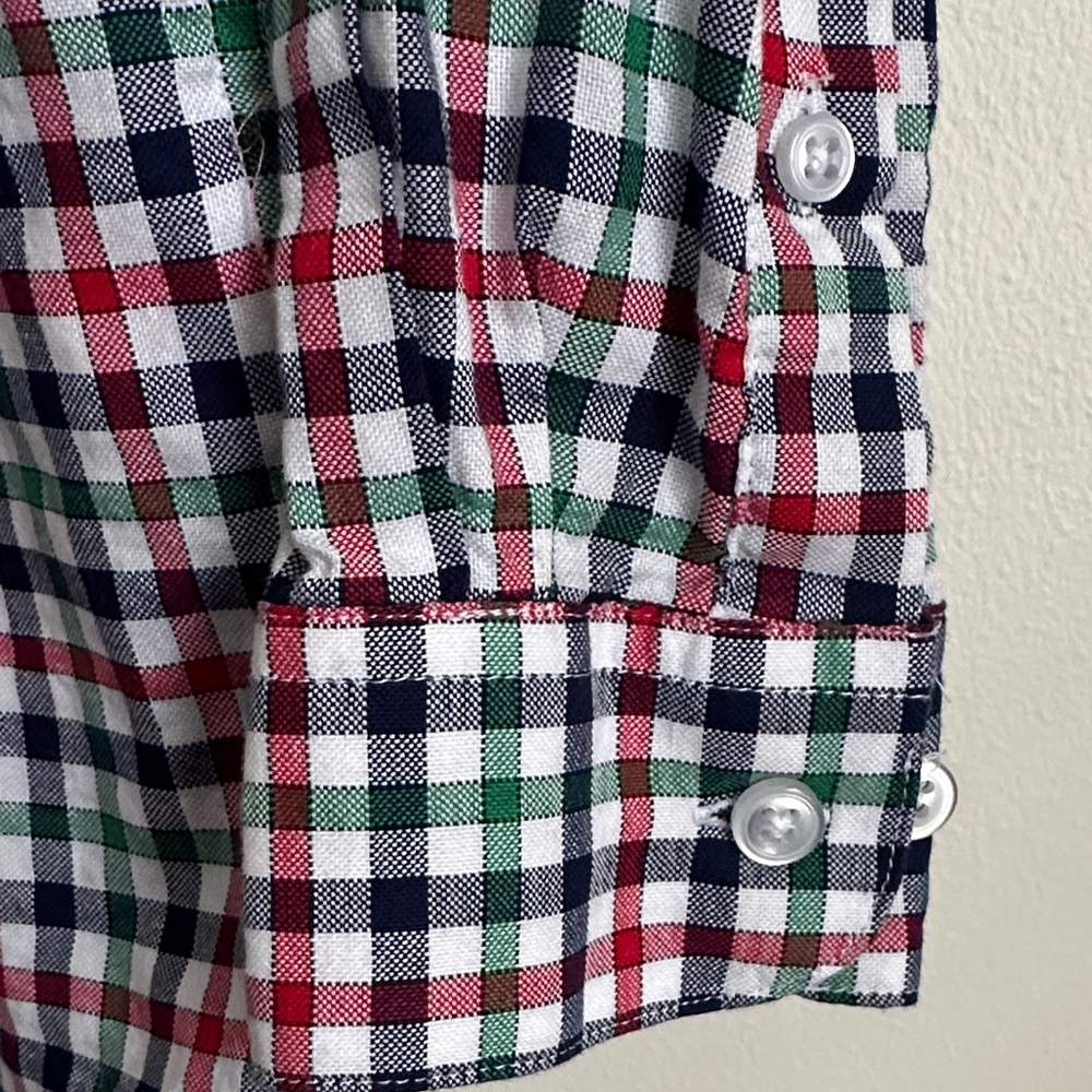 Class Club Multicolor Green, Red, Navy Plaid Button-Down Holiday Shirt - Picture 5 of 10